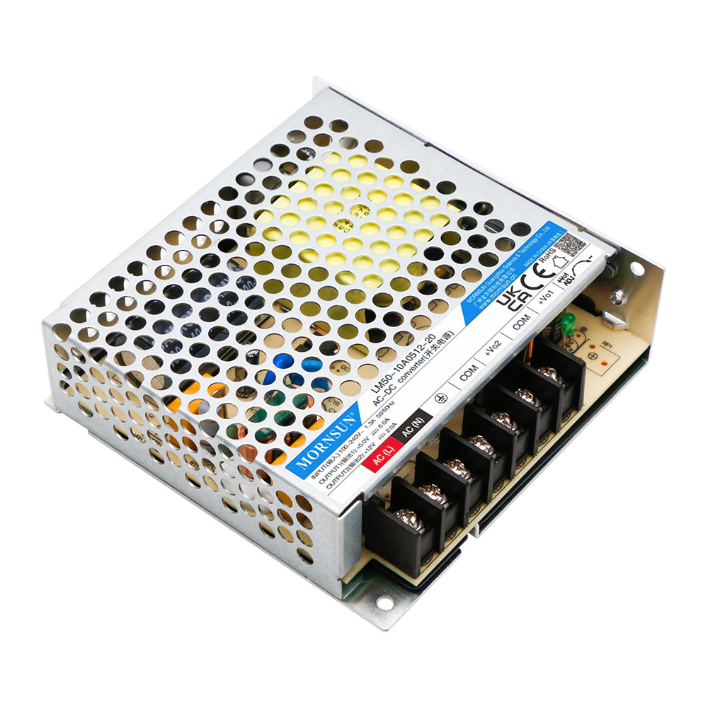 Mornsun SMPS AC DC LM50-10A0512-20 110/220VAC Switching Power Supply Dual Output 5V 12V 6A 2A 50W Enclosed Single Power Supply