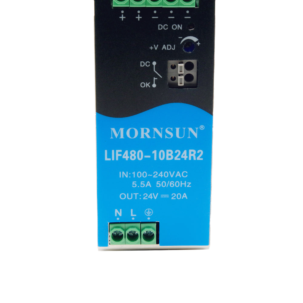 Mornsun LIF480-10B48R2 480W 24V 48V 10A Mount AC DC High Efficiency PFC Din Rail Power Supply