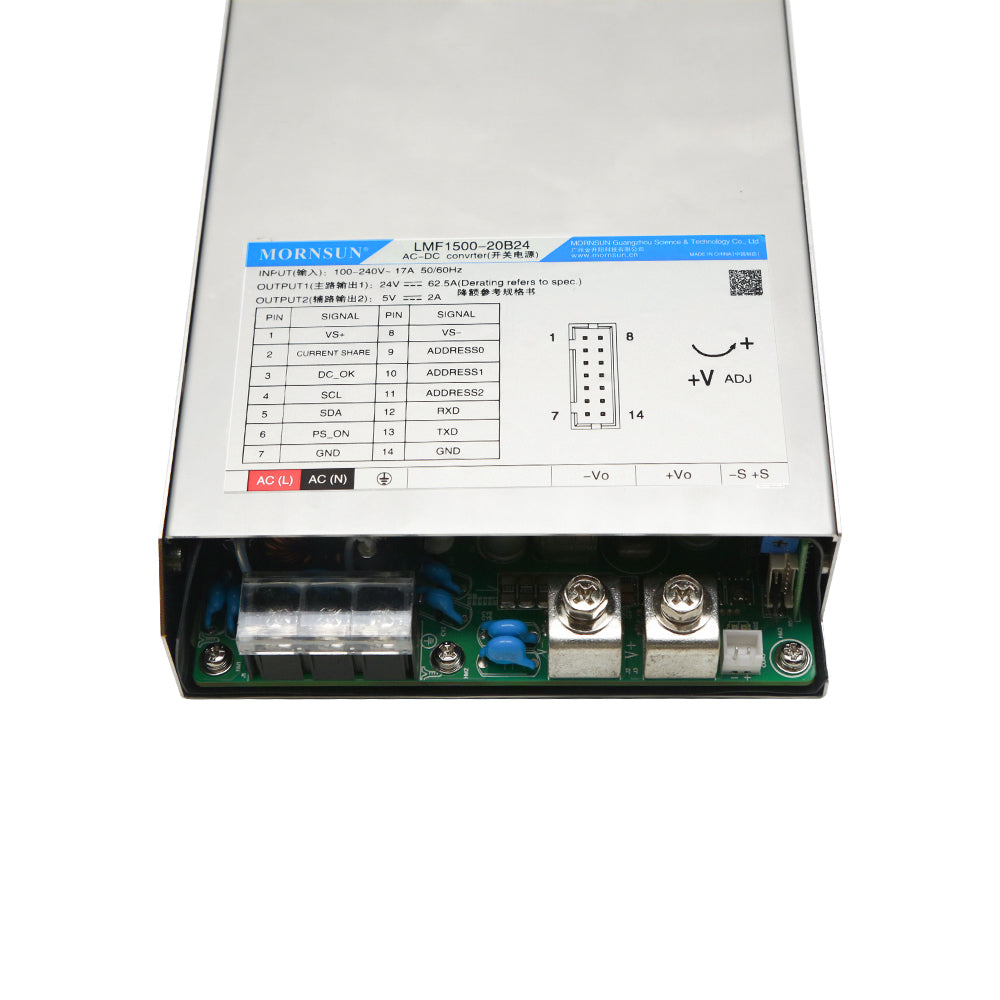 Mornsun 24V 48V 1000W 1500W 0~125A 12V 15v 27V 36V 54V PFC Switching Mode Power Supply for Medical Laser Switch Mode Telecom