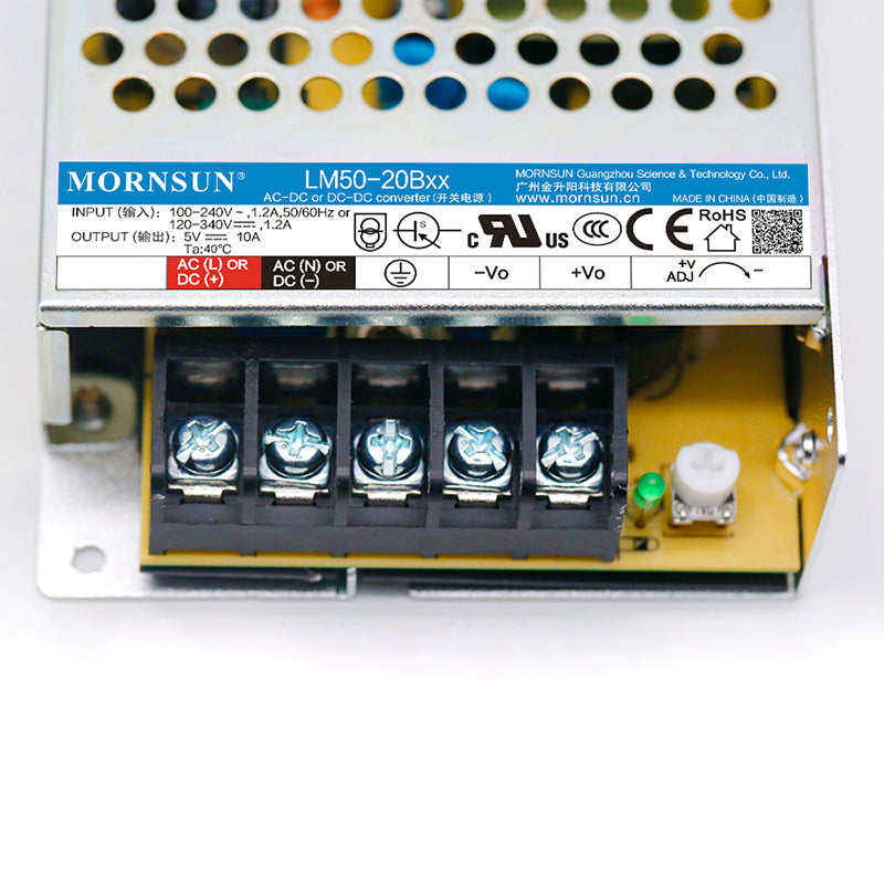 Mornsun Power LM50-20B24 AC DC 24V 50W SMPS Single Output 24V 50W Enclosed Switching Power Supply