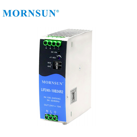 Mornsun Enclosed Power Supply 12V 24V 48V 55V Factory Automation Economical Slim 240W Din Rail AC DC Power Supply