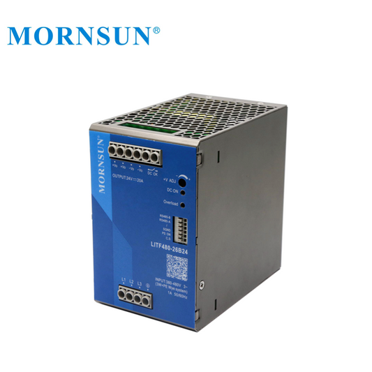 Mornsun LITF480-26B24 High-end 480W 24V 20A Three-phase 3 input 320~600VAC Input Din Rail Power Supply with PFC Function