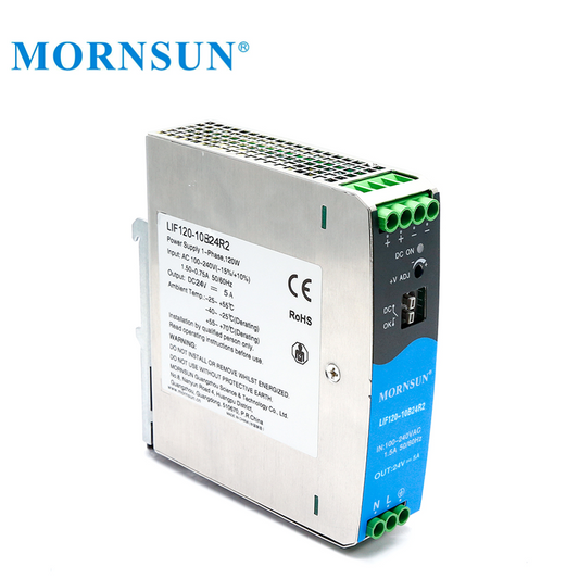 LI120 Mornsun Power AC DC 12V 24V 48V 120W DIN Rail Switching Power Supply For Industrial Control System
