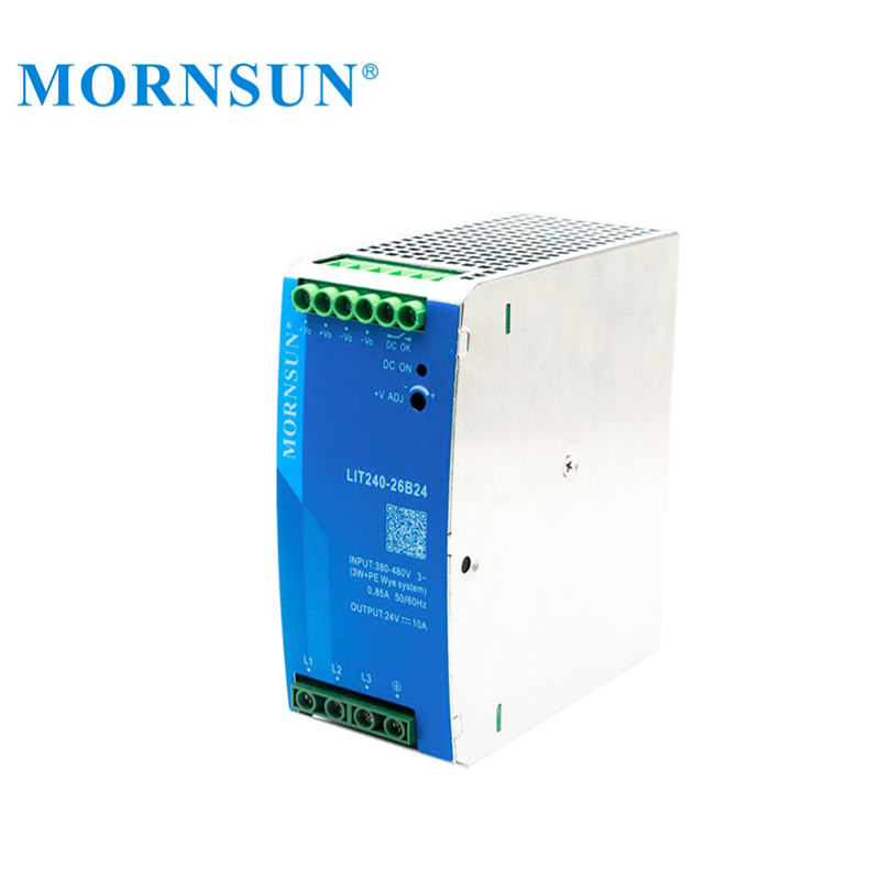 Mornsun PSU China Manufacturer LIT240 Three-phase 320-600VAC 240W 24V 48V AC DC  Din Rail 24V 48V 240W Power Supply AC/DC