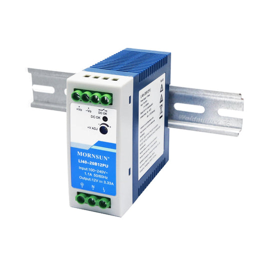 MORNSUN LI40-20BxxPU: 40W DIN Rail Power Supply with High Isolation