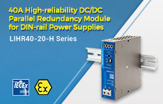 40A High-reliability DC/DC Parallel Redundancy Module for DIN-rail Power Supplies - LIHR40-20-H Series