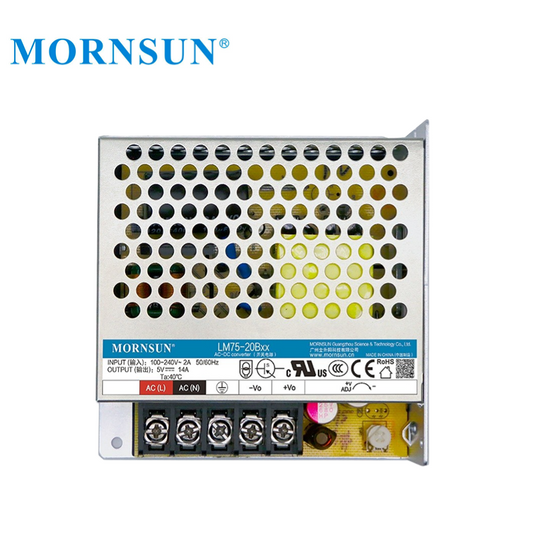 Mornsun 264VAC Input 75W AC DC Enclosed Power Supply 5V 12V 15V 24V 36V 48V 75W Switching Power Supply for Led Driving