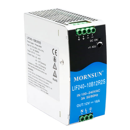 Mornsun LIF240-10B12R2S SMPS Original 240W 192W 12V 16A AC-DC Single Output with PFC Industrial DIN Rail Switching Power Supply