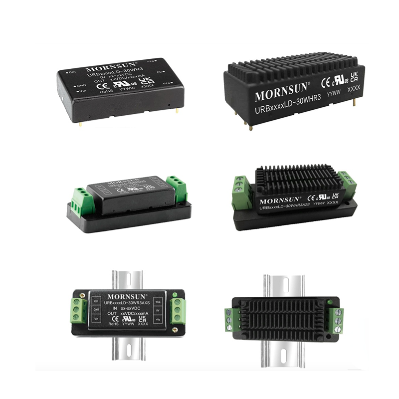 Ultra-wide Input DUAL Output 30W 9V-36V 12V 24V 36V To 3.3V 30W DC Converter URB2403LD-30WR3 Mornsun DC DC Converter