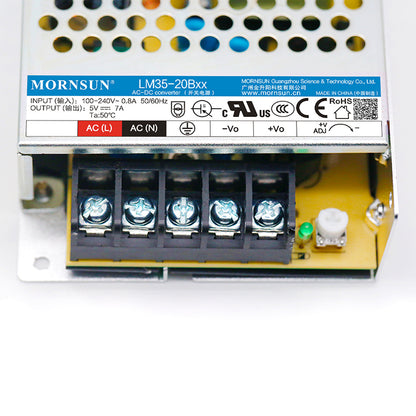 Mornsun Industrial Power Supply 5V 35W LM35-20B05 35W 5V Ac To Dc Enclosed Switching Power Supply for Led Strip Lighting