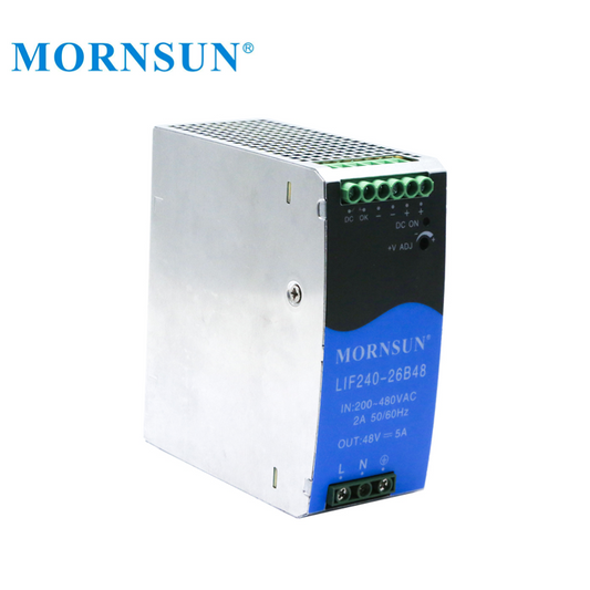 Mornsun Din Rail SMPS LIF240-26B24 3-Phase Single Output 24V 240W Din Rail  AC DC Switching Power Supply with PFC