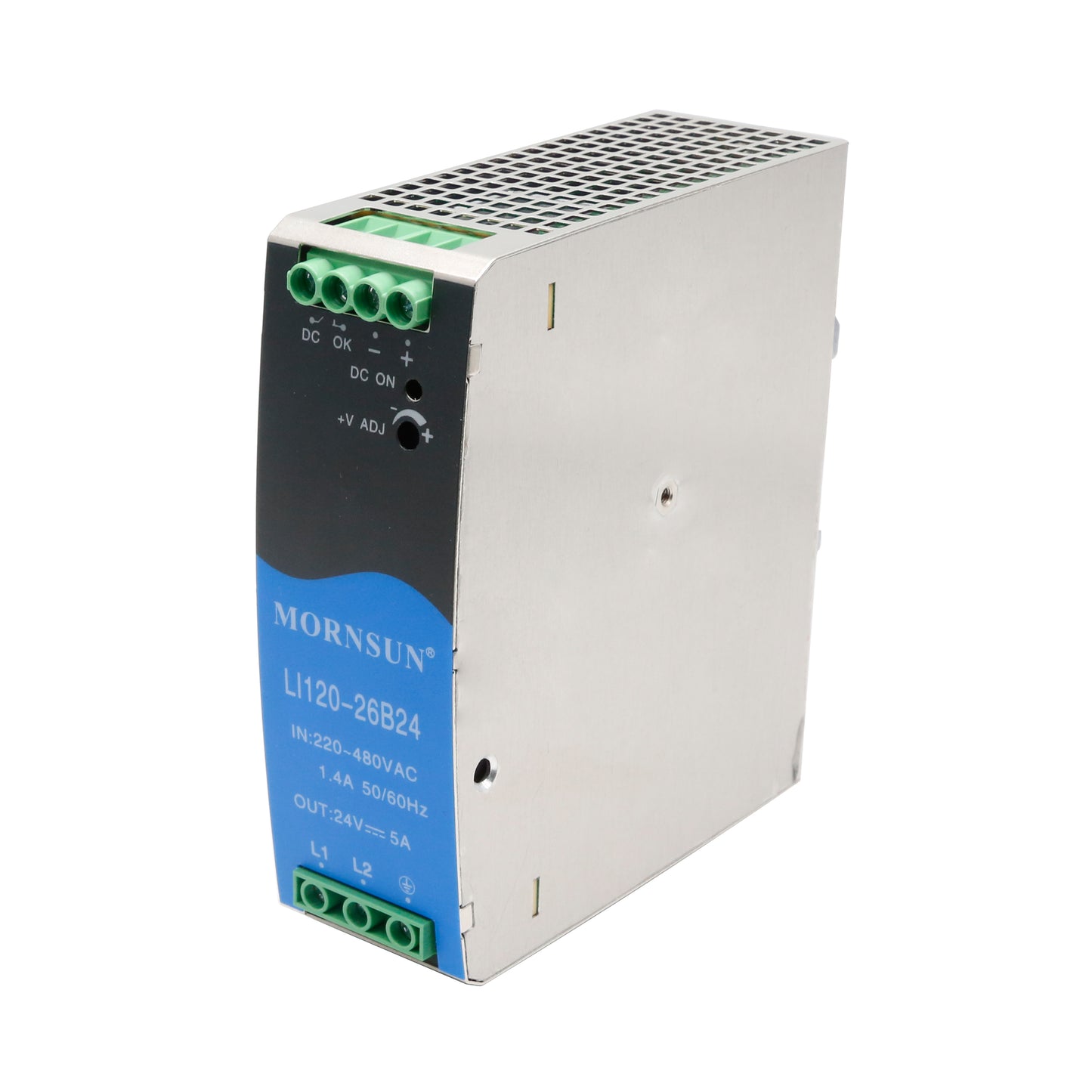 Mornsun AC DC Din Rail Power Supply 48V LI120-26B48 180-600VDC 120W 48V 3-Phase Din Rail Power Supply