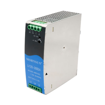 Mornsun AC DC Din Rail Power Supply 48V LI120-26B48 180-600VDC 120W 48V 3-Phase Din Rail Power Supply