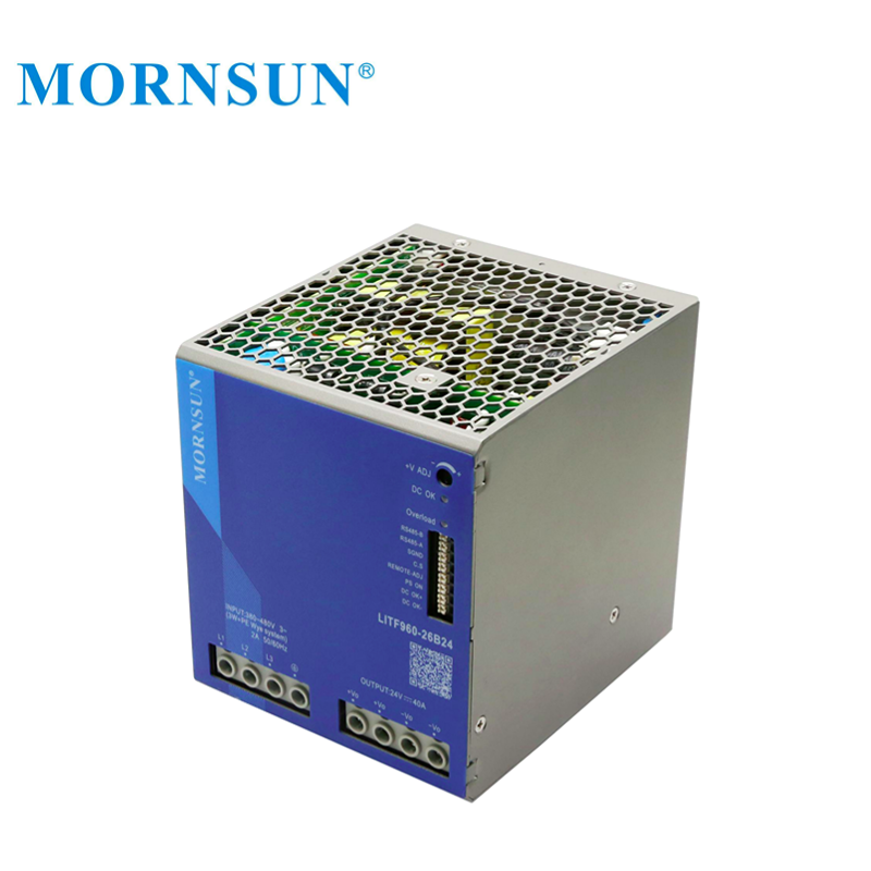Mornsun Switching Power Supply 24V 960W LITF960-26B24 320-600VAC Three-Phase SMPS Din Rail AC DC Power Supply 24V 960W with PFC