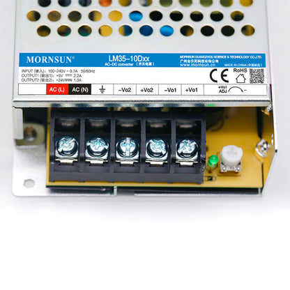Mornsun SMPS DUAL Output Power Supply 35W 5V 12V 24V AC DC Enclosed Switching Power Supplies