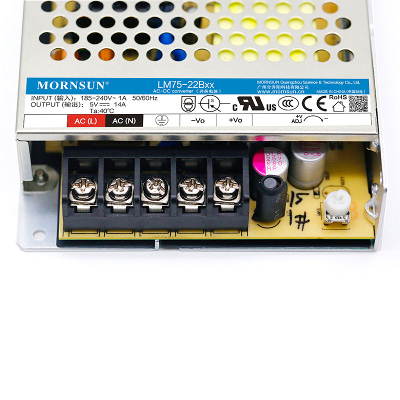 Mornsun LM75-22B05 220V AC 75W 5V DC Uninterruptible Power Supply 14A For LED Strip Light Mean Well LED Driver